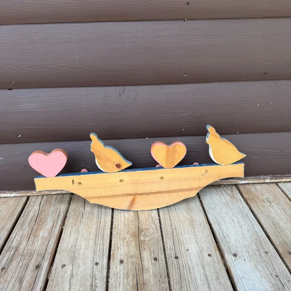 Vintage Folk Art Wooden Wall Hooks – Bluebird Country Cottage Peg Rack